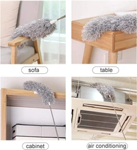 Microfiber Feather Duster Bendable & Extendable Fan Cleaning Duster with 100 inches Expandable Pole Handle Washable Duster for High Ceiling Fans,Window Blinds, Furniture 