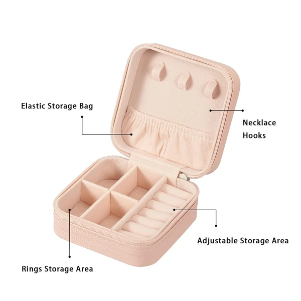  Leather Small Jewelry Box, Travel Portable Jewelry Case For Ring, Pendant, Earring, Necklace, Bracelet Organizer Storage Holder Boxes 