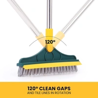 Cleaning Brush with Wiper + Bottle Cleaner Brush 2 in1 Floor Cleaner Long Handle Home Kitchen Bathroom Toilet Cleaning Accessories