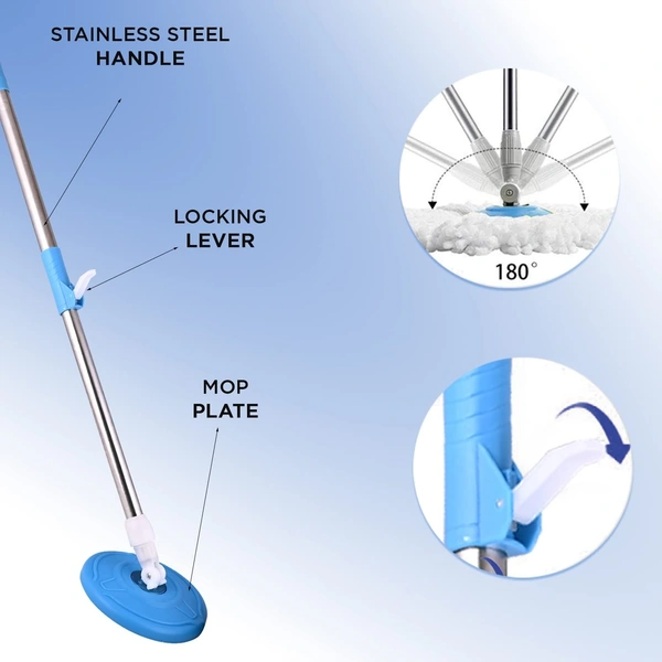 42-inch Mop Stick Adjustable Rapid-Change Handle Ideal for Industrial Household Floor Cleaning with 10-inch Mop Plate (Random Color)