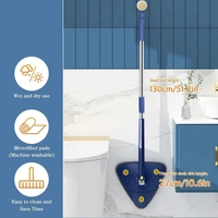 360° Rotatable Adjustable Triangle Cleaning Mop with Stainless Steel Long Handle Push-Pull Squeezing Cleaning Mop Dry & Wet Mop Floor Windows Ceiling