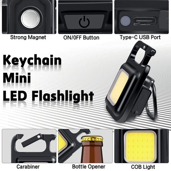 LED Flashlights with Bottle Opener, 4 Light Modes Portable Pocket Light with Folding Bracket Bottle Opener and Magnet Base for Fishing, Walking and Camping