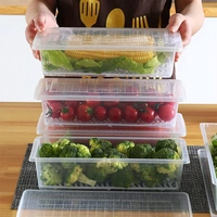 2 Pcs Plastic Storage Boxes fridge organizers box for kitchen with removable drain plate and airtight lid fridge storage box containers for vegetables - Transparent (Fish Basket)(2)