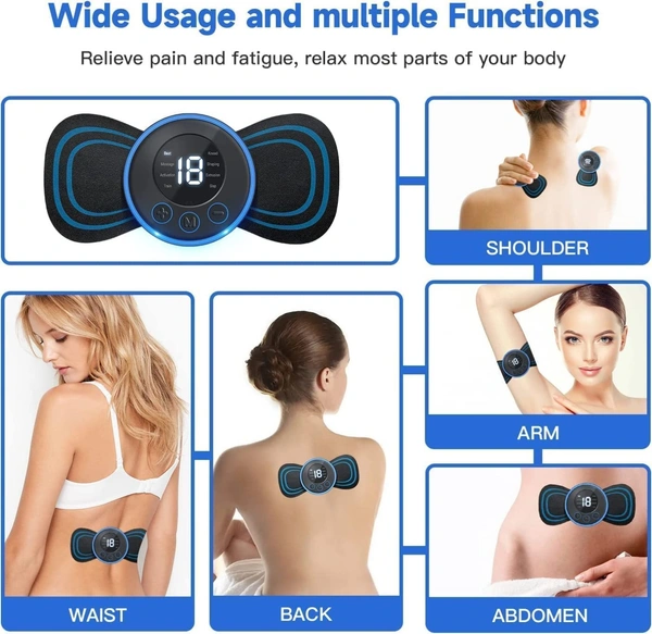Body Massager Machine for Pain Relief Wireless Vibrating Massager 8 Mode & 19 Strength Level EMS Massager Mini Massager Butterfly Massager for Shoulder, Legs, Neck, Back Massage