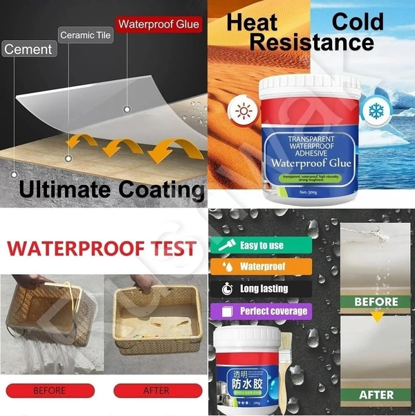 Crack Seal Glue 300gm with Brush Transparent Waterproof Glue for Roof Leakage Crack Seal Agent Roof Water Leakage Solution Water Proof Glue..