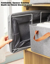 Compartment Foldable Grey Fabric Wardrobe Jeans, T-Shirt, and Pant Organizer Efficient Clothing Storage Solution for Wardrobe Organization & Clothes Management (Pack of 1)
