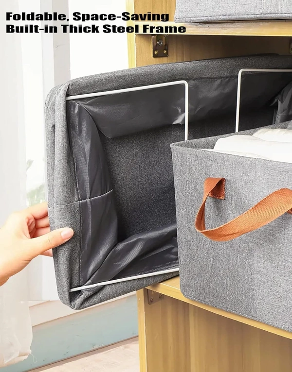 Compartment Foldable Grey Fabric Wardrobe Jeans, T-Shirt, and Pant Organizer Efficient Clothing Storage Solution for Wardrobe Organization & Clothes Management (Pack of 1)