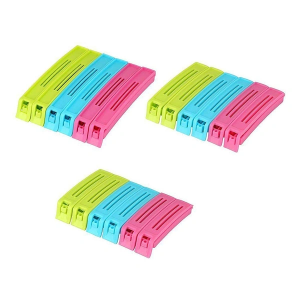 Plastic Food Snack Bag Pouch Clip Airtight Leak Proof Snack Seal Sealing Bag Clips Sealer Food Pouch Clip Manual Vacuum Bag Sealer Clamps 3 Different Size Large, Medium, Small (Set of 18)