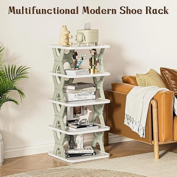 Shoe Racks for Closet: Free-Combination Narrow Shoe Storage Organizer for Bedroom & Entryway - Space Saver Stackable Shoe Shelf (4 Layers New, Multicolor