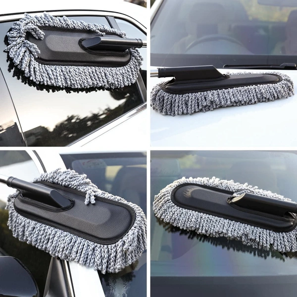 Ultra Soft Microfiber Car Cleaning Duster with Exatndable Handle Car Brush for Exterior Dust Remover Car Window Cleaning Dusting Brushes Car Accessories Tools (Grey)