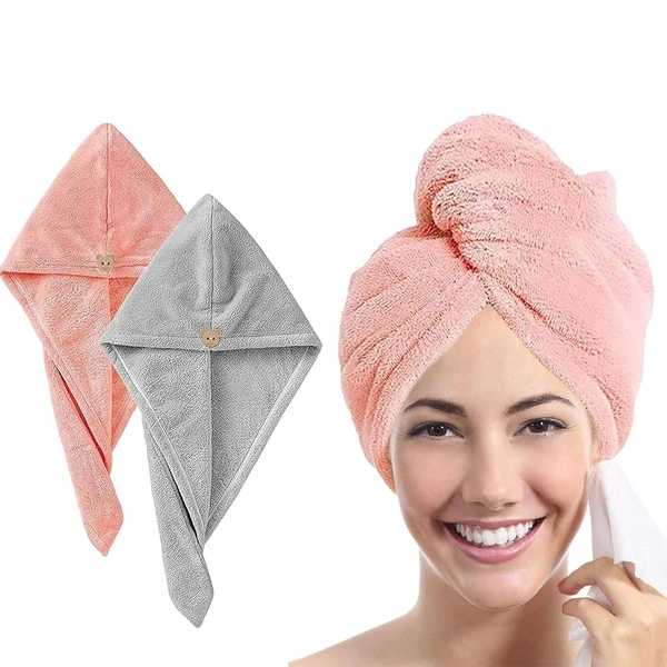 Hair Towel Wrap for Women-Quick Drying Microfiber Towel for Hair with Elastic Loop for Tying-Super Absorbent Head Towels Wrap for Ladies Hair Turban (Pack of 1-