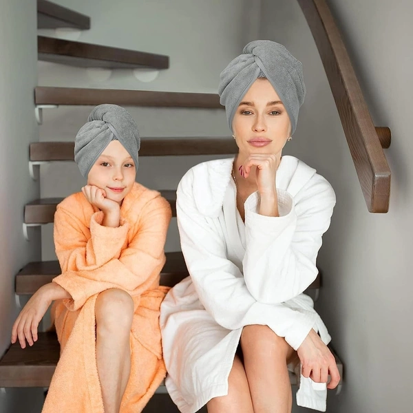 Hair Towel Wrap for Women-Quick Drying Microfiber Towel for Hair with Elastic Loop for Tying-Super Absorbent Head Towels Wrap for Ladies Hair Turban (Pack of 1-