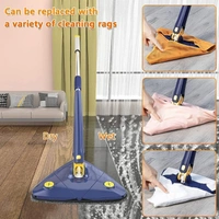 360° Rotatable Adjustable Triangle Cleaning Mop with Stainless Steel Long Handle Push-Pull Squeezing Cleaning Mop Dry & Wet Mop Floor Windows Ceiling