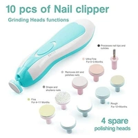Electric Baby Nail Clippers - Nail Trimmer File with LED Light for Newborn Infant Toddler Kids - with 6 Grinding Heads for Different Ages, Plus 4 Additional Polishing Heads