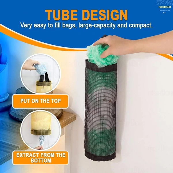 Plastic Bag Holder Foldable Breathable Hanging Trash Bags Organizer for grocery bags garbage bags for Home and Kitchen ( Pack of 1 )