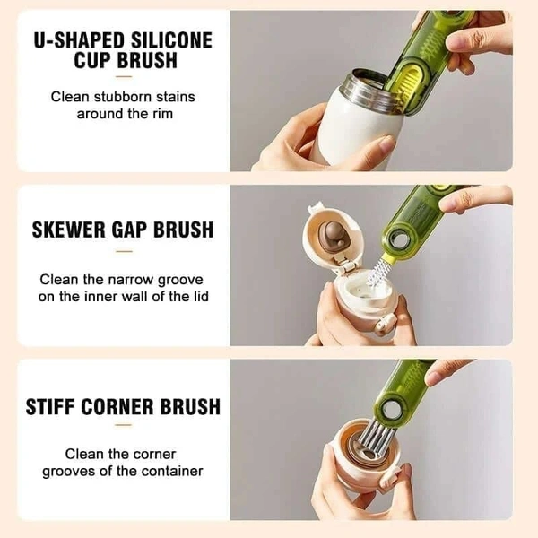 3 in 1 Multifunctional Cleaning Brush,3 in 1 Tiny Bottle Cup Lid Detail Brush Straw Cleaner Tools Multi-Functional Crevice Cleaning Brush,Multifunctional Cleaning Brush