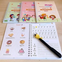 Magic Book for Kids, Sank Magic Practice Copybook, (4 Book+10 Refill+1 Pen+1 Grip) Number Tracing Book for Pre-Schoolers with Pen, Magic Calligraphy Copybook Set Writing Tool for Kids