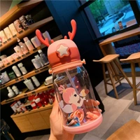  Water Bottle 600 Ml With Sipper For Kids Cute (Unbreakable, Freezer Safe) Plastic, School Sports Bottle For Girls/Boys Bpa Free Bottle 1 Piece,