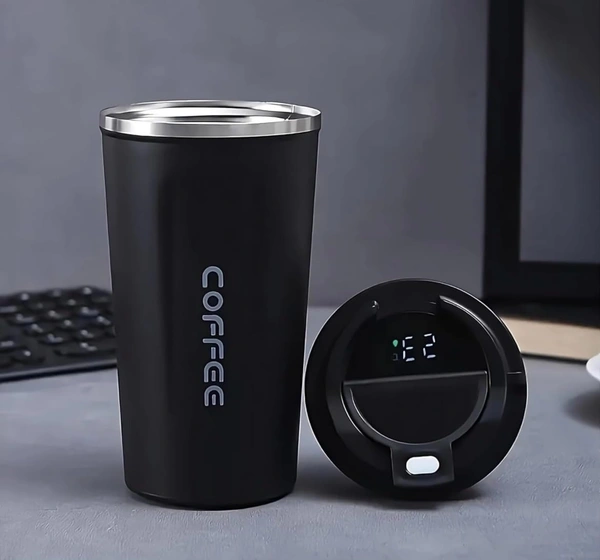  Vacuum Insulated with Temperature Display Coffee Mug| Vacuum Insulated Hot & Cold Double Wall Thermosteel Travel Mug (Random Color)