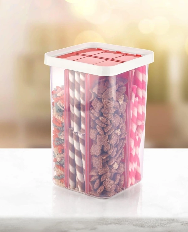 6 Section Container Jar For Grocery, Fridge Container & Containers, Transparent Plastic Lock Food Storage Kitchen Storage Box & Container