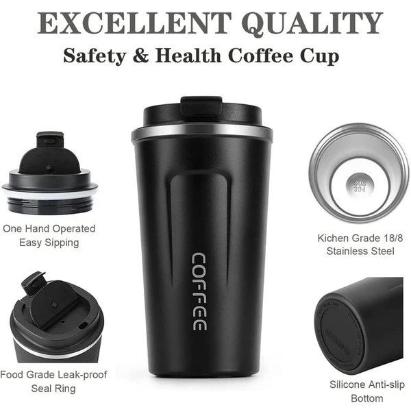  Vacuum Insulated with Temperature Display Coffee Mug| Vacuum Insulated Hot & Cold Double Wall Thermosteel Travel Mug (Random Color)