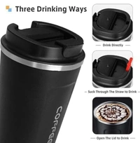  Vacuum Insulated with Temperature Display Coffee Mug| Vacuum Insulated Hot & Cold Double Wall Thermosteel Travel Mug (Random Color)