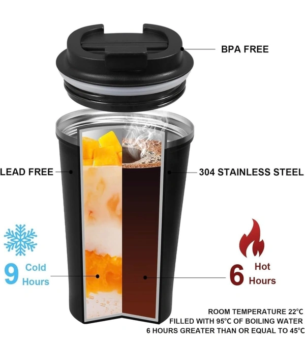  Vacuum Insulated with Temperature Display Coffee Mug| Vacuum Insulated Hot & Cold Double Wall Thermosteel Travel Mug (Random Color)