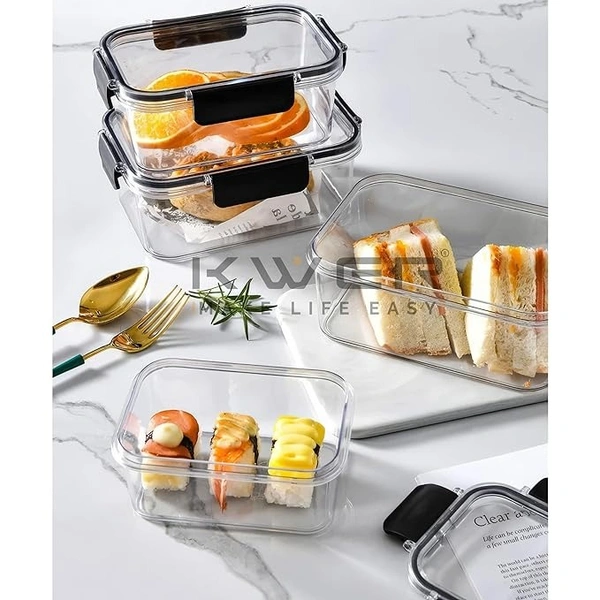 Lock'N'Store Fridge Storage Boxes Containers with Lids with Break Free Lock, Microwave Safe,BPA-Free Kitchen Containers Set Meal Prep Containers Pack Of 3 (300ML,800ML,1200ML) - 