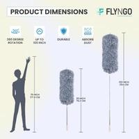  Microfiber Feather Duster Bendable & Extendable Fan Cleaning Duster with 100 inches Expandable Pole Handle Washable Duster for High Ceiling Fans, Window Blinds, Furniture (Grey)