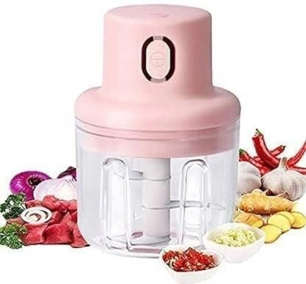  Mini Usb Wireless Electric Garlic Chopper, Mini Food Chopper Garlic Mincer Blender Meat Grinder Waterproof Rechargeable Food Processor (Electric Mini Garlic Grinder), 45 Watts, Pink