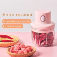  Mini Usb Wireless Electric Garlic Chopper, Mini Food Chopper Garlic Mincer Blender Meat Grinder Waterproof Rechargeable Food Processor (Electric Mini Garlic Grinder), 45 Watts, Pink