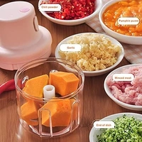  Mini Usb Wireless Electric Garlic Chopper, Mini Food Chopper Garlic Mincer Blender Meat Grinder Waterproof Rechargeable Food Processor (Electric Mini Garlic Grinder), 45 Watts, Pink