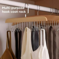 Anti-Slip Multi Hook Coat Rack, Multifunctional Non-Slip Storage Hangers with 8 Hooks 360 Degree Swivel Wooden Belt Hanger for Home Closet Clothing Storage Organization