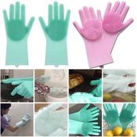 Silicone Dish Washing Gloves, Silicon Cleaning Gloves, Silicon Hand Gloves for Kitchen Dishwashing and Pet Grooming, Great for Washing Dish, Car, Bathroom (1 Pair,Assorted)