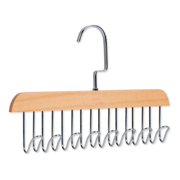 Anti-Slip Multi Hook Coat Rack, Multifunctional Non-Slip Storage Hangers with 8 Hooks 360 Degree Swivel Wooden Belt Hanger for Home Closet Clothing Storage Organization