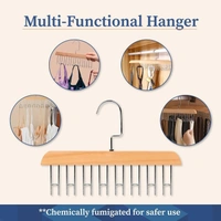 Anti-Slip Multi Hook Coat Rack, Multifunctional Non-Slip Storage Hangers with 8 Hooks 360 Degree Swivel Wooden Belt Hanger for Home Closet Clothing Storage Organization