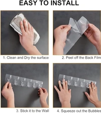 1 PCS Wall Hanger Hooks for Cloth Hanger for Wall Strong Self Adhesive Magic Sticker for Kitchen Hangers and Hooks, Home, Bathroom, Bedroom, Door Sticker Hooks for Walls (6 Hook Strip)