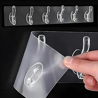 1 PCS Wall Hanger Hooks for Cloth Hanger for Wall Strong Self Adhesive Magic Sticker for Kitchen Hangers and Hooks, Home, Bathroom, Bedroom, Door Sticker Hooks for Walls (6 Hook Strip)