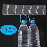 1 PCS Wall Hanger Hooks for Cloth Hanger for Wall Strong Self Adhesive Magic Sticker for Kitchen Hangers and Hooks, Home, Bathroom, Bedroom, Door Sticker Hooks for Walls (6 Hook Strip)