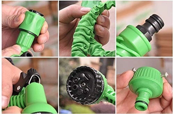 Multifunctional Expandable Magic Flexible Water 5 Meter Hose Pipe with Spray Gun (Multicolor)