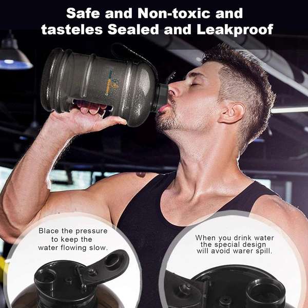 HulkNutrition BPA Free Gym Gallon Plastic Shaker/Sipper Bottle for Protein Shake 100% Leakproof Guarantee, 1.5 L , Pack of 1, Multicolour