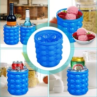  Ice Cube Mold Ice Trays, Large Silicone Ice Bucket, (2 in 1) Ice Cube Maker, Round,Portable,for Frozen Whiskey, Cocktail, Beverages