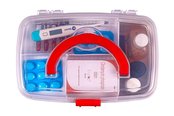 Plastic Rectangular Medicine Box, Medical Box, First aid Box, Multi Purpose Box, Multi Utility Storage with Handle
