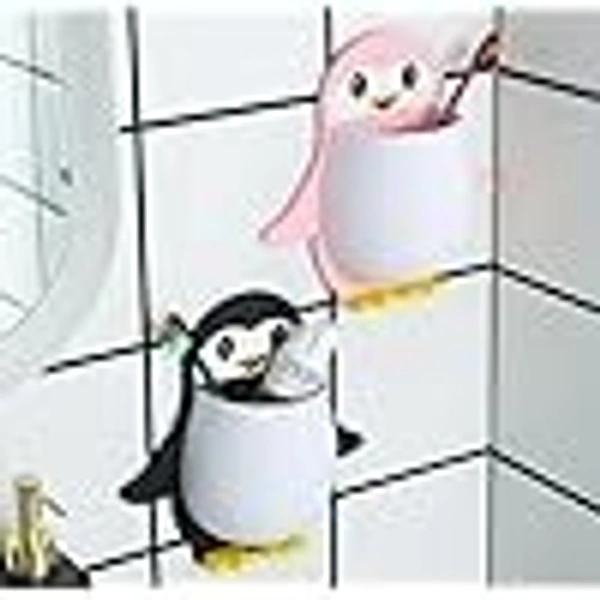 Penguin Toothbrush Holder/Brush Stand/Pen Holder/Kitchen/Bedroom/Office. Plastic Wall Shelf