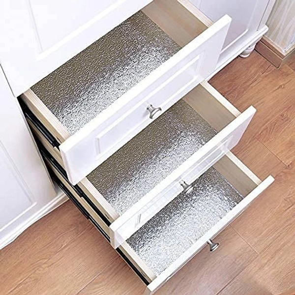 Silver Curly Aluminium Stickers for Kitchen Water & Oil Proof Sticker Kitchen Sheet for Wall and Multiple uses in Home & Kitchen(Silver Curly 60 * 200CM)