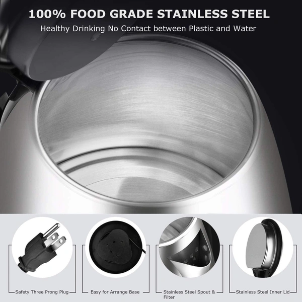 Stainless Steel Electric Kettle Multipurpose Extra Large Cattle Electric with Handle Hot Water Tea Coffee Maker Water Boiler, Boiling Milk