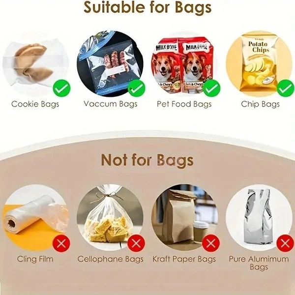 Heat Sealer Mini Sealing Machine for Food Storage Suction Bag, chips, Plastics, Snacks Packages, Packet (single)