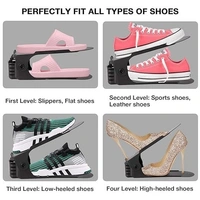 Shoe Holder Plastic Double Deck Space Saving Rack Stand for Closet Organization Adjustable Shoe Slots Folding Slots Organizer for Sandals Slipper Heels Holder for Closet multicolor ( Pack of 3 )