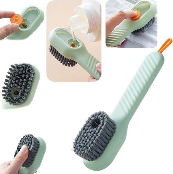 Multi-Function Hydraulic Cleaning Brush with Soap Dispenser Laundry Brush Scrub Brush with Soap Dispenser for Bathroom, Kitchen, Soft Laundry Clothes and Shoes Scrubbing Brush