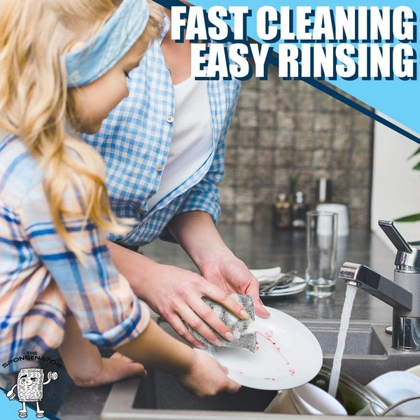 Kitchen Scrubbing Sponges - Heavy Duty Non-Scratch Scrubbing Cleaner Sponges in 1 Color - Multi-Surface Non-Metal Dish Scouring Scrubbers for Fast Cleaning.( pack of 6 )